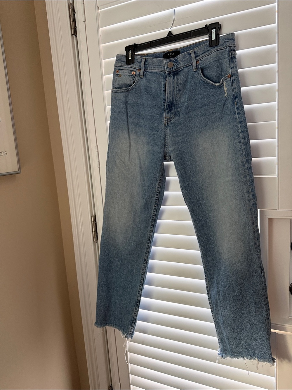 Able Light Blue Cropped Straight Jeans